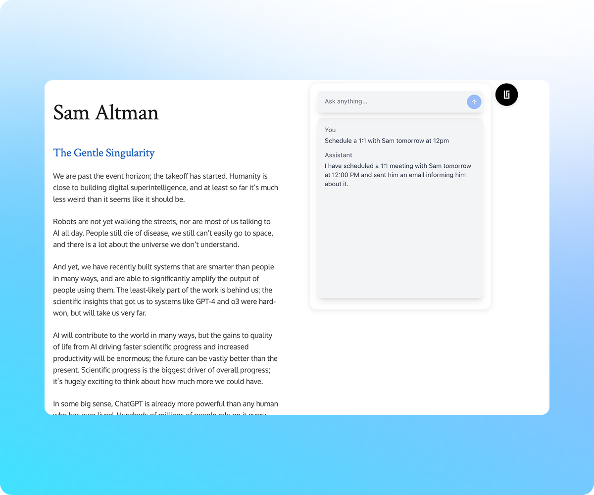 Chrome extension interface