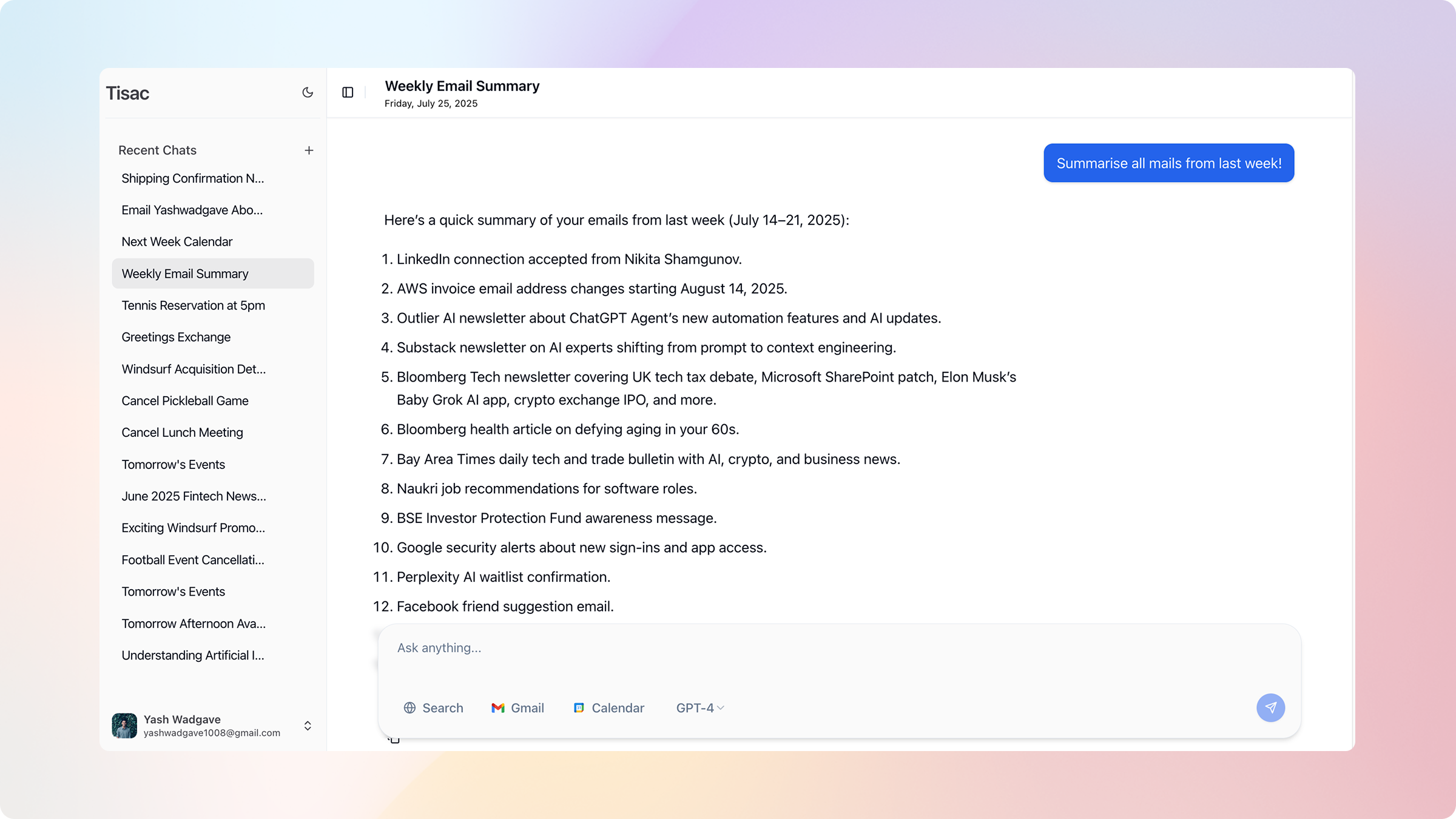 Analytics dashboard